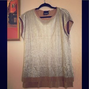 Gold Shimmer Pleated Blouse